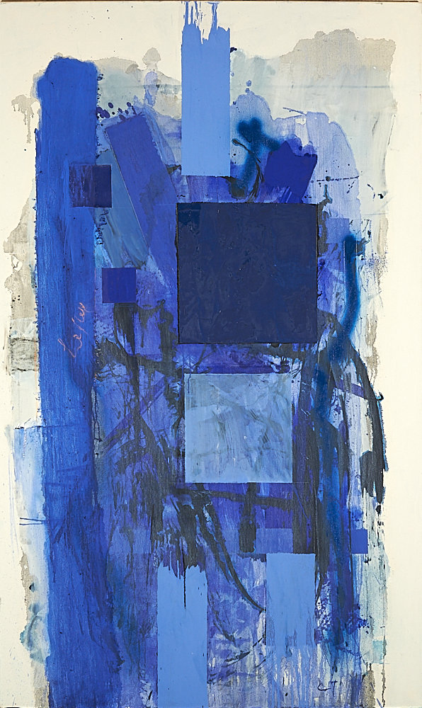 1221 Gottfried Tritten -Ohne Titel (Blaue Komposition, unvollendet)- ca. 2010