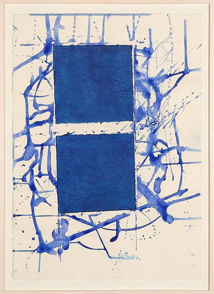 1225 Gottfried Tritten -Ohne-Titel (Landschaft mit zwei blauen Quadraten)- ca. 2010