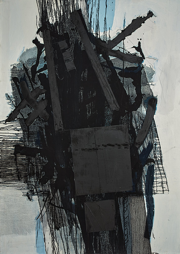 Gottfried Tritten - Untitled (Black and blue signs), unfinished