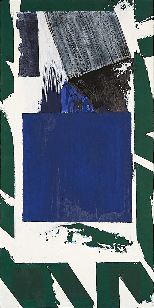 Gottfried Tritten -Ohne Titel (Berg mit blauen, grünen und schwarzen Zeichen)- ca. 2003