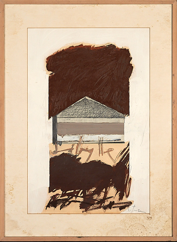 Gottfried Tritten -Ohne Titel (Berg und Landschaft mit Schriftzug Sibylle)- ca. 1983